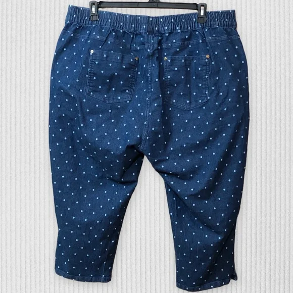 CW Classics Blue Denim Polka Dot Print Pull-On Jean Capris - Picture 14 of 14